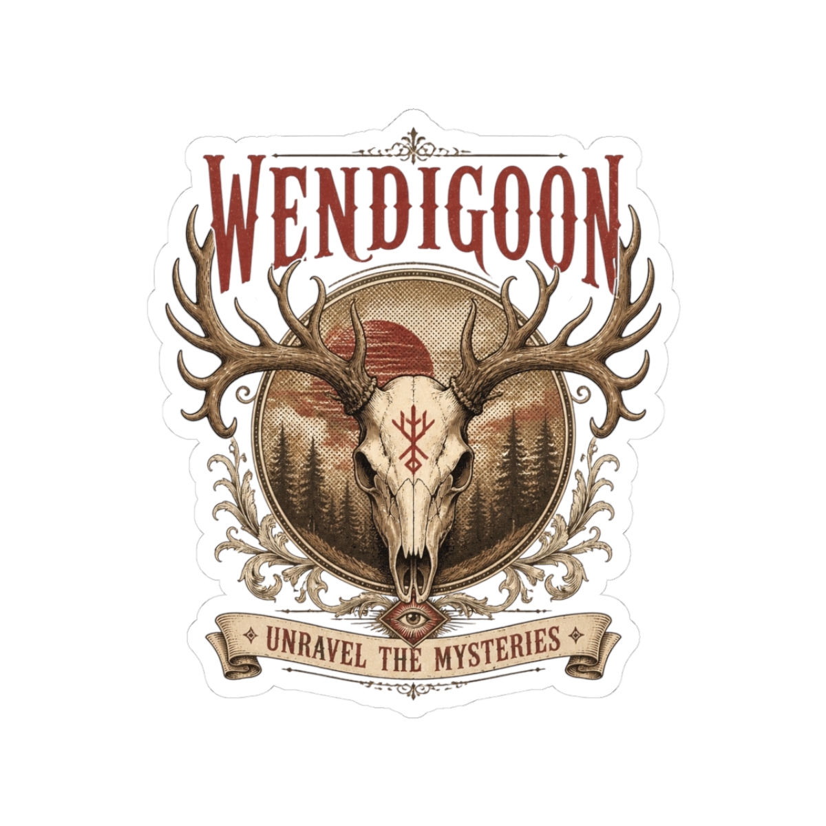 Wendigoon "Unravel the Mysteries" Sticker - alternate angle 1, merchandise
