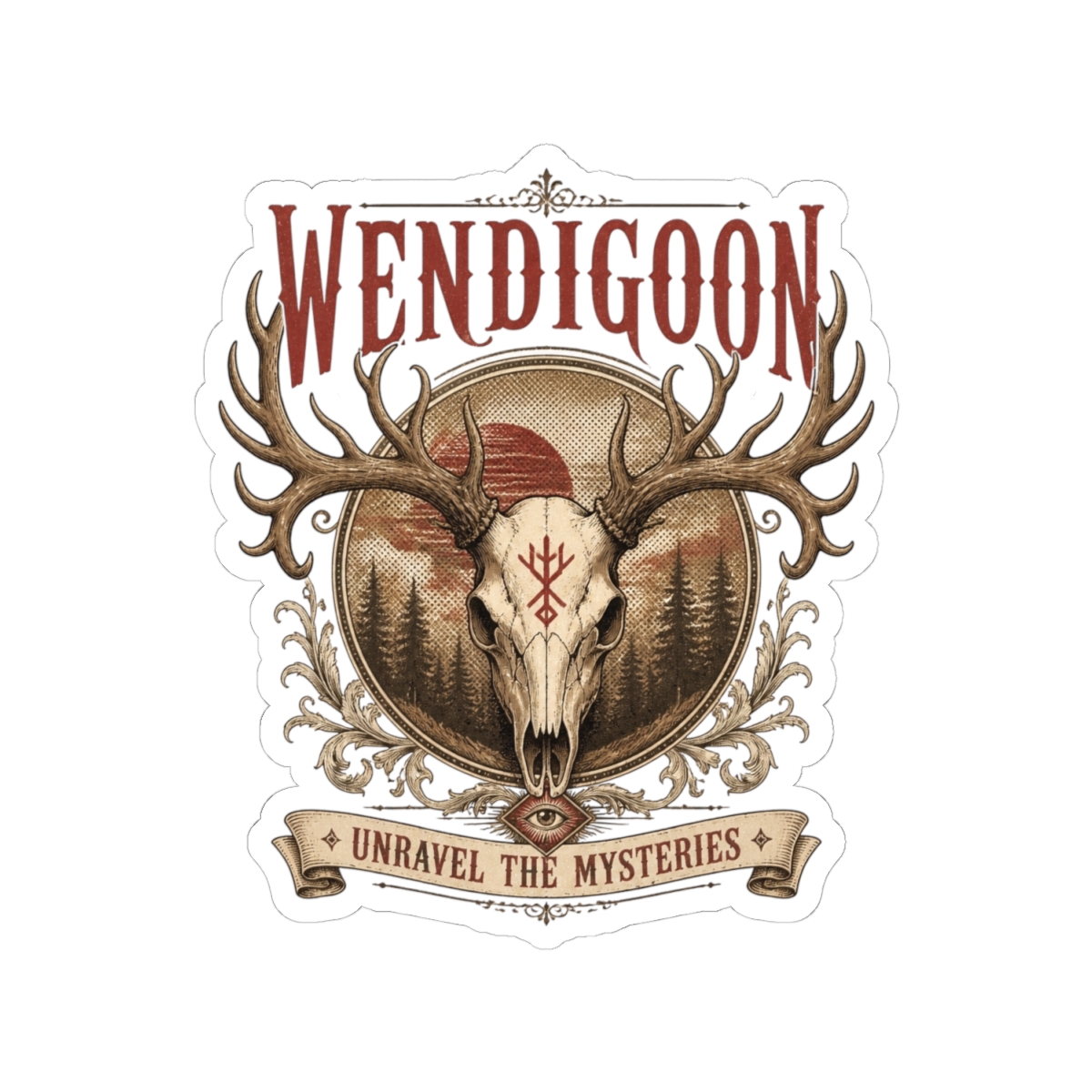 Wendigoon "Unravel the Mysteries" Sticker - alternate angle 2, merchandise